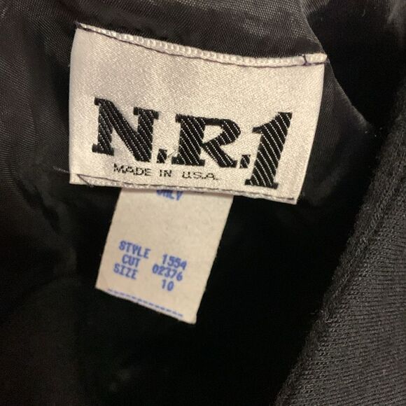 Vintage 70s N.R.1 Black Wool Double Knit Gold Button LS Shift Midi Dress Size 10 - Picture 5 of 14